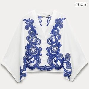 Zara Embroidered Blouse NEw
